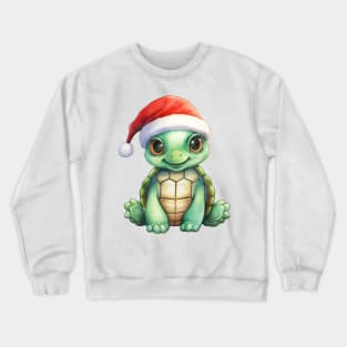 Green Sea Turtle in Santa Hat Crewneck Sweatshirt